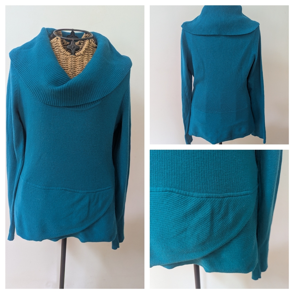 White House Black Market Teal Cowl Neck Sweater